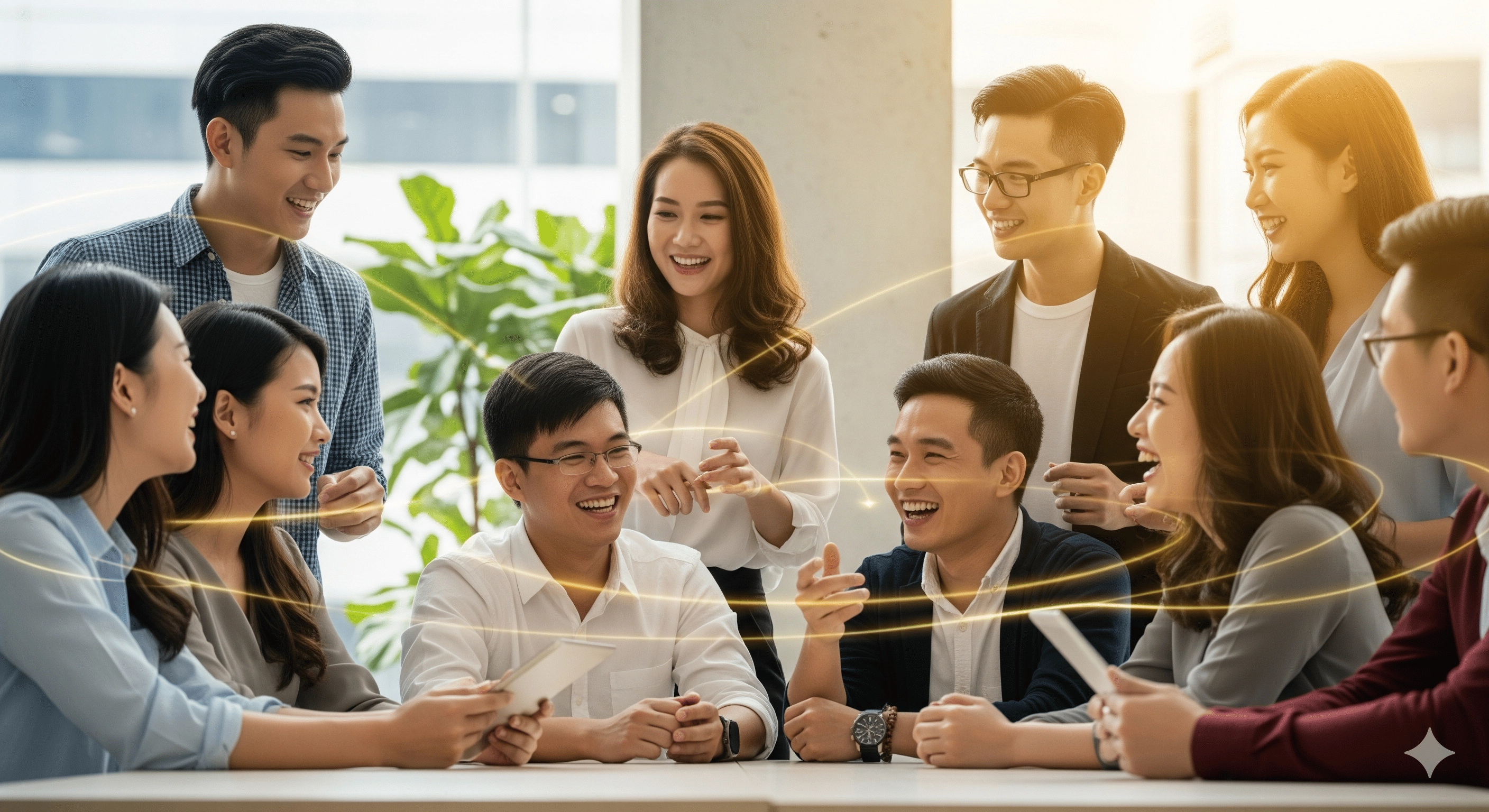 在會議上取得共識笑得燦爛的10位有男有女的部門同事